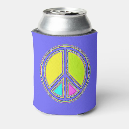 Met de kleuren gevuld PEACE-teken 1 Blikjeskoeler (Blikje Achterkant)
