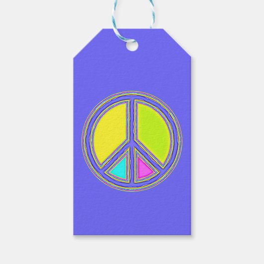 Met de kleuren gevuld PEACE-teken 1 Cadeaulabel (Voorkant)