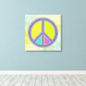 Met de kleuren gevuld PEACE-teken 1 Canvas Afdruk (Insitu (Houten vloer))