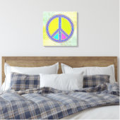 Met de kleuren gevuld PEACE-teken 1 Canvas Afdruk (Insitu (Slaapkamer))