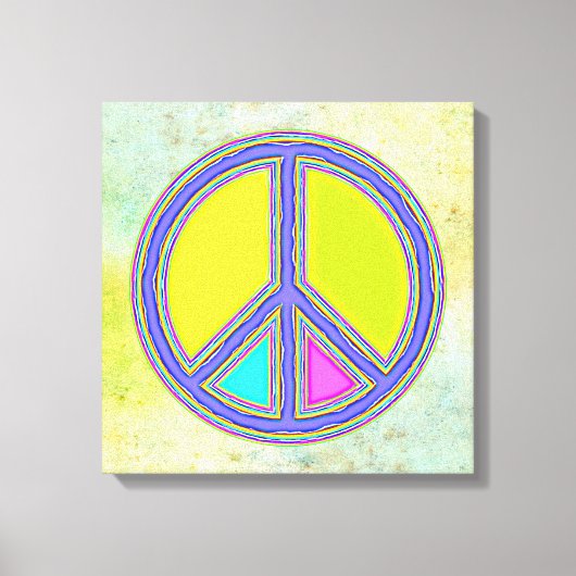 Met de kleuren gevuld PEACE-teken 1 Canvas Afdruk (Voorkant)