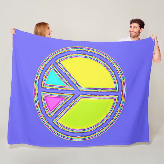 Met de kleuren gevuld PEACE-teken 1 Fleece Deken (In situ)
