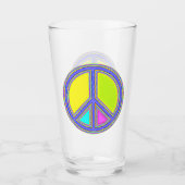 Met de kleuren gevuld PEACE-teken 1 Glas (Voorkant)