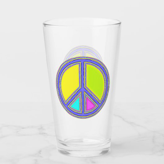 Met de kleuren gevuld PEACE-teken 1 Glas (Voorkant)