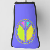 Met de kleuren gevuld PEACE-teken 1 Golfheadcover (Draai 90)