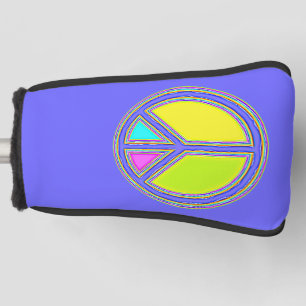 Met de kleuren gevuld PEACE-teken 1 Golfheadcover