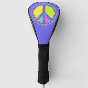 Met de kleuren gevuld PEACE-teken 1 Golfheadcover
