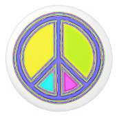 Met de kleuren gevuld PEACE-teken 1 Keramische Knop (Voorkant)