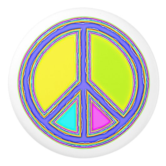 Met de kleuren gevuld PEACE-teken 1 Keramische Knop (Voorkant)