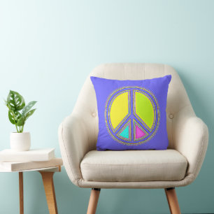 Met de kleuren gevuld PEACE-teken 1 Kussen