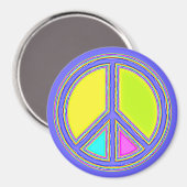 Met de kleuren gevuld PEACE-teken 1 Magneet (Voorkant / Achterkant)