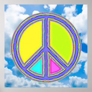 Met de kleuren gevuld PEACE-teken 1 Poster