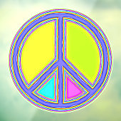 Met de kleuren gevuld PEACE-teken 1 Raamsticker (Vel 3)