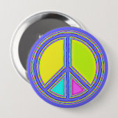 Met de kleuren gevuld PEACE-teken 1 Ronde Button 4,0 Cm (Voorkant /achterkant)