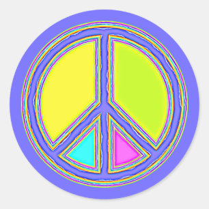Met de kleuren gevuld PEACE-teken 1 Ronde Sticker