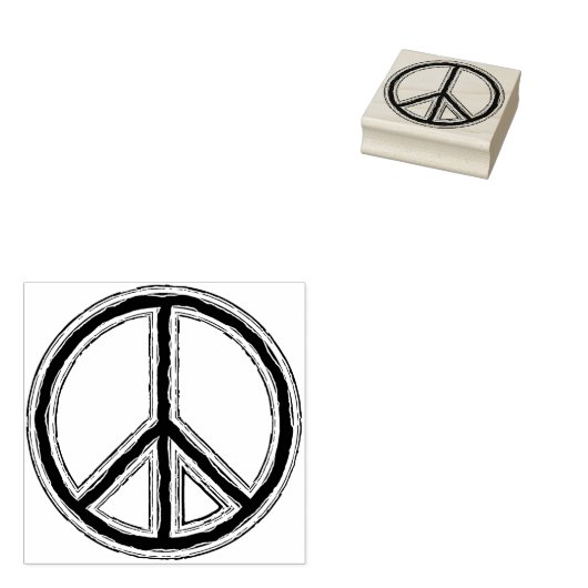 Met de kleuren gevuld PEACE-teken 1 Rubberstempel (Gestempeld)