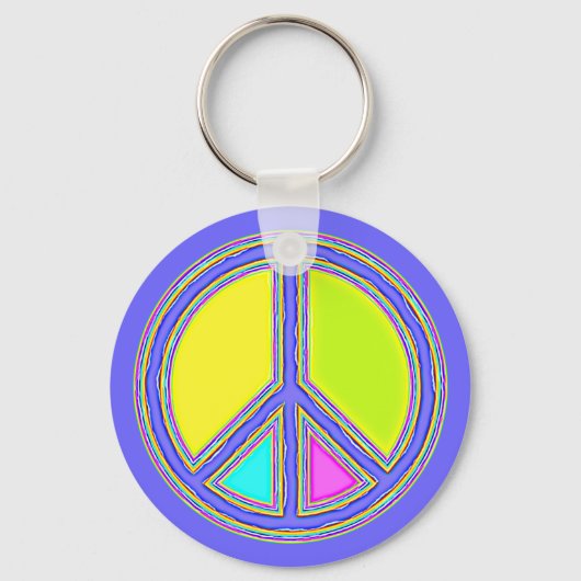Met de kleuren gevuld PEACE-teken 1 Sleutelhanger (Voorkant)