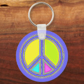 Met de kleuren gevuld PEACE-teken 1 Sleutelhanger (Voorkant)