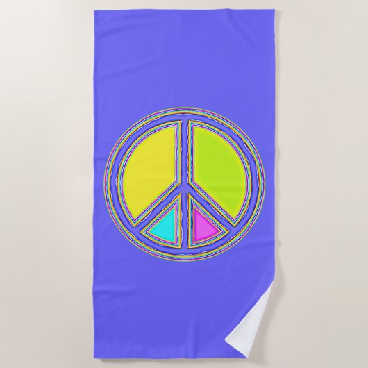 Met de kleuren gevuld PEACE-teken 1 Strandlaken (Voorkant)
