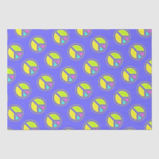 Met de kleuren gevuld PEACE-teken 1 Tissuepapier (Voorkant)