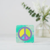 Met de kleuren gevuld PEACE-teken 1 Vierkante Visitekaartje (Staand voorkant)