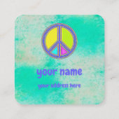 Met de kleuren gevuld PEACE-teken 1 Vierkante Visitekaartje (Achterkant)