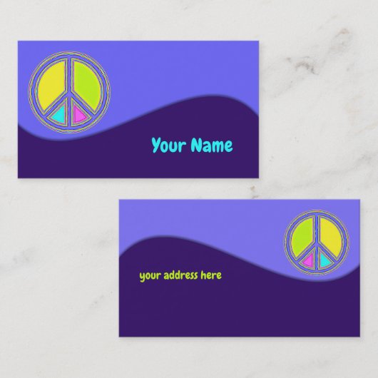 Met de kleuren gevuld PEACE-teken 1 Visitekaartje (Voorkant / Achterkant)