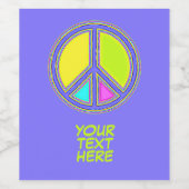 Met de kleuren gevuld PEACE-teken 1 Wijn Etiket (Enkel label)