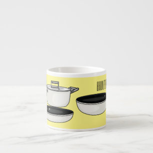 Met de klok mee wordt de illustratie van de cartoo espresso kop