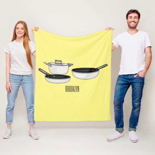 Met de klok mee wordt de illustratie van de cartoo fleece deken (In situ)