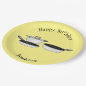 Met de klok mee wordt de illustratie van de cartoo papieren bordje (Gekanteld)