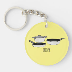 Met de klok mee wordt de illustratie van de cartoo sleutelhanger
