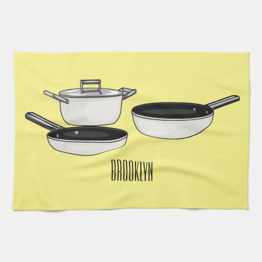 Met de klok mee wordt de illustratie van de cartoo theedoek (Horizontaal)