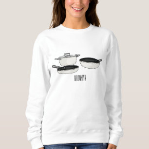 Met de klok mee wordt de illustratie van de cartoo trui