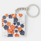 Met de lente vervaardigde plantenslijmen oranje bl sleutelhanger (Achterkant)