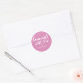 Met de Liefde Handgemaakt Gepersonaliseerd Fuchsia Ronde Sticker (Envelop)