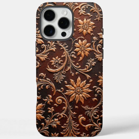 Met de mal geperste bloem-reliëf leerdesign Case-Mate iPhone case (Achterkant)