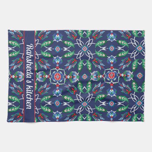 Met de naam 💙 Beauful Blue Iznik Turkse tegels Theedoek (Horizontaal)