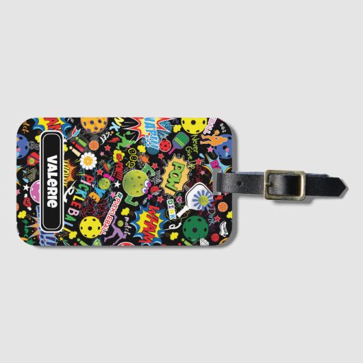 😍 met de naam gemengde pickleball black bagagelabel (Voorkant (horizontaal))