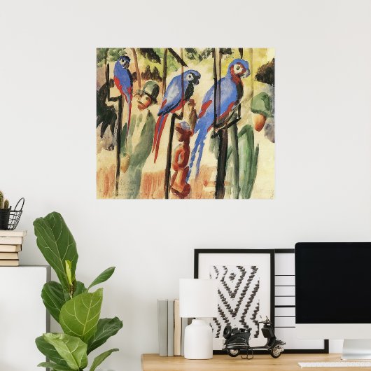 Met de parrots I door August Macke Poster (Thuiskantoor)