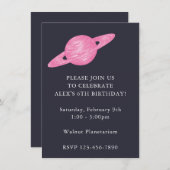 Met de ruimte belaste Planet Party in Blauw en Roz Kaart (Voorkant / Achterkant)