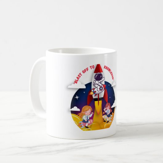Met de snelheid van het licht - Space Rocket Astro Koffiemok (Voorkant links)