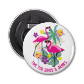 Met de tekst Summer Pickleball 🤩 Tropische Partij Button Flesopener (Voorkant)