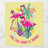 Met de tekst Summer Pickleball 🤩 Tropische Partij Wijn Etiket (Enkel label)