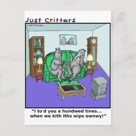 met de tong briefkaart (Voorkant)