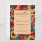 Met details Sunflower & Poppy Reverie Uitnodiging (Achterkant)