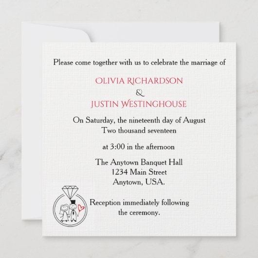 Met deze ring Casual stok figuur paar bruiloft Kaart (Achterkant)