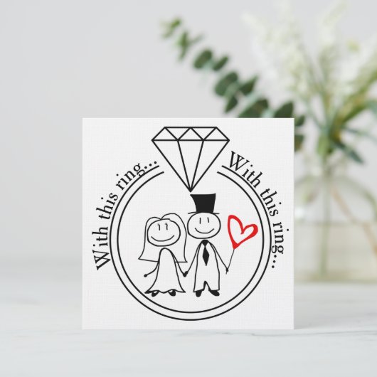 Met deze ring Casual stok figuur paar bruiloft Kaart (Staand voorkant)