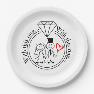 Met deze ring Casual stok figuur paar bruiloft Papieren Bordje