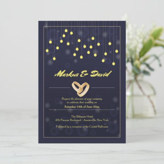 Met deze ring homoseksuele bruiloft uitnodiging (Staand voorkant)